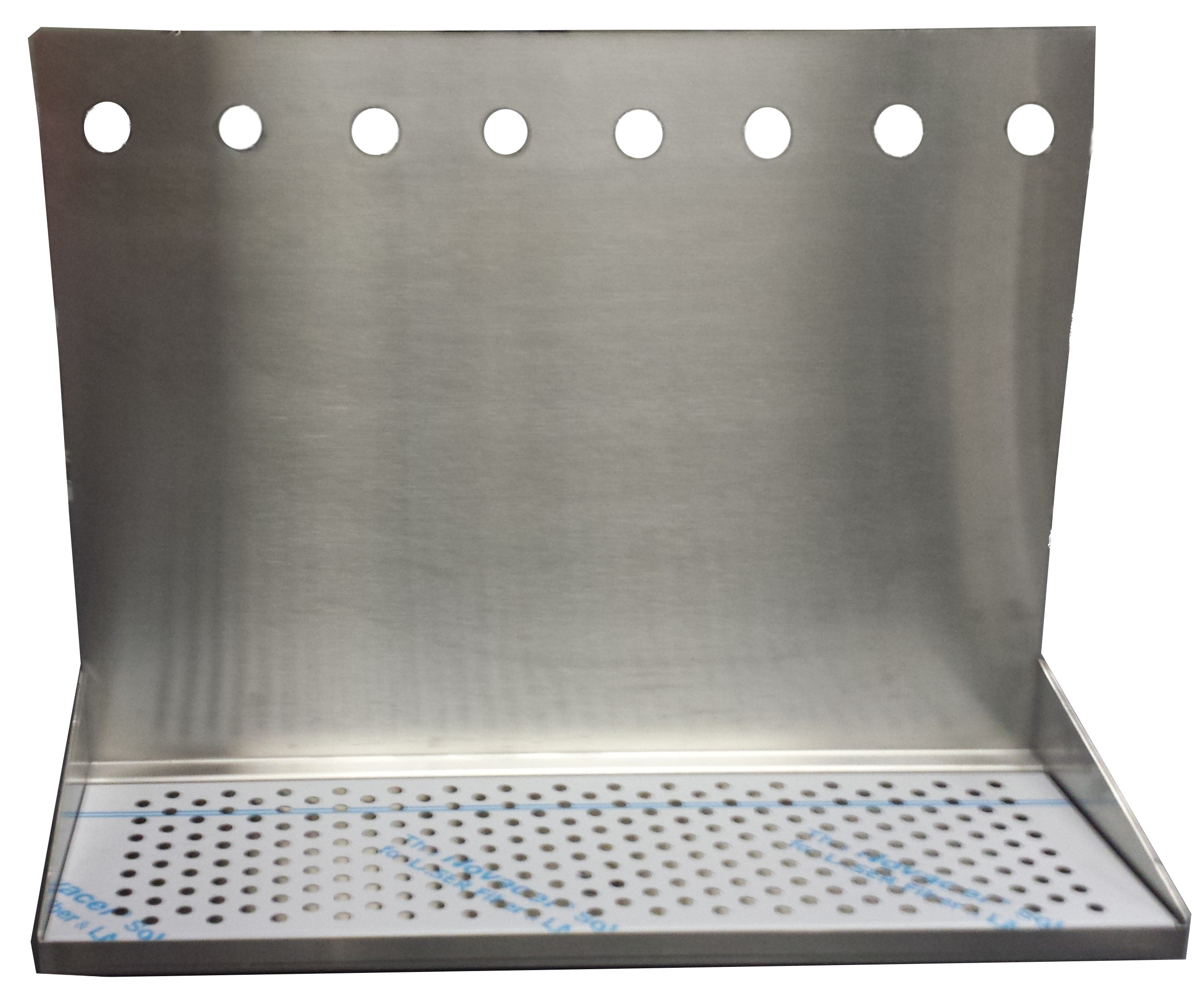 8 Hole Wall Mount Drip Tray 24" with Drain and 18" Backsplash