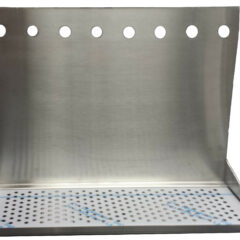 8 Hole Wall Mount Drip Tray 24" with Drain and 18" Backsplash